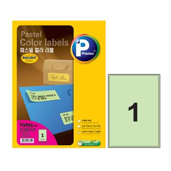파스텔칼라라벨(V3855/100매/연초록/1칸/프린텍) 파스텔칼라라벨(V3855/100매/연초록/1칸/프린텍)