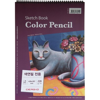 색연필전용 스케치북 스프링(상철) 220G(A3/신한커머스)