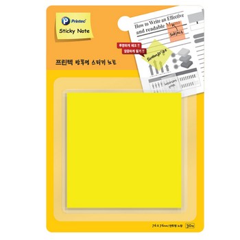 반투명 스티키 노트 노랑 76*76 30매/CL7676Y/프린텍)