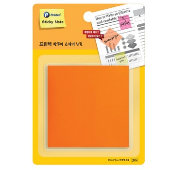 반투명 스티키 노트 주황 76*76 30매/CL7676O/프린텍)