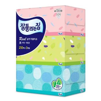 잘풀리는집 리얼실키 미용티슈(1팩/250매*3개입/미래생활)