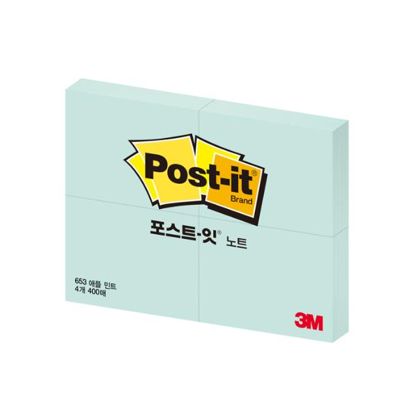 ⓢ포스트-잇 노트 653-4 M(애플민트)/3M)