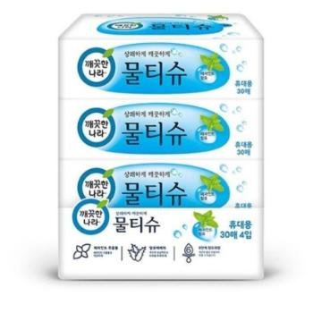 깨끗한나라 물티슈 휴대 30매 4입 오피스디포