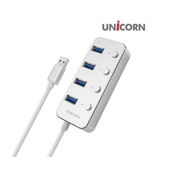 무전원 USB 3.0 4포트허브(TH-4000S/실버/유니콘)