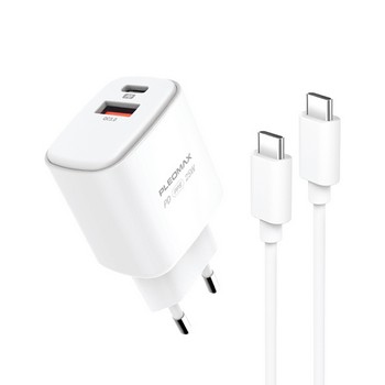 <업체별도배송>PD 25W 2포트 충전기(PMQC-E2500_CT(C타입케이블 포함)/화이트/플레오맥스)