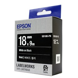 라벨프린터리본(SD18K/18mm/검정바탕,흰글씨/엡손) 라벨프린터리본(SD18K/18mm/검정바탕,흰글씨/엡손)