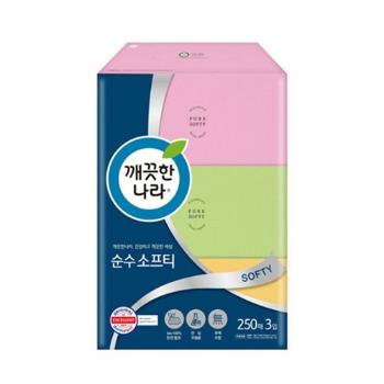 깨끗한나라 순수소프티 미용티슈(1팩/250매*3개입/깨끗한나라)