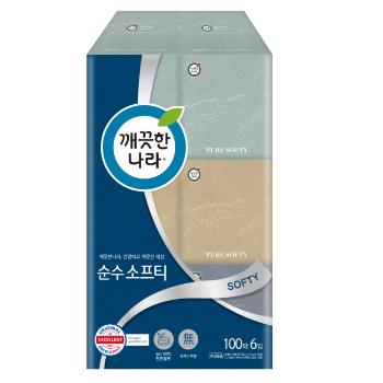 깨끗한나라 정사각 순수소프티 미용티슈(1팩/100매*6개입)