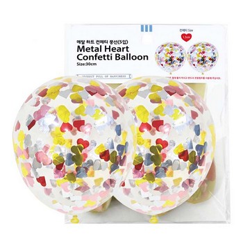 30cm 메탈하트 컨페티 풍선(5입)