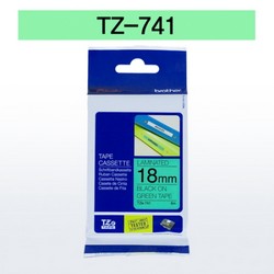 테이프카트리지(TZe-741/18mm/녹색바탕,검정글씨/브라더)